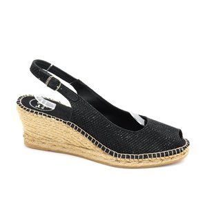 NWT Toni Pons Black Sparkle Peep Espadriilles 41